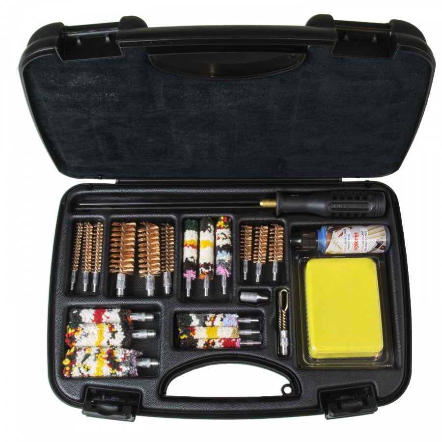 Multicaliber cleaning kit contains shotgun gauges 12 - 20 - 410 pistol cal. 38 - 40 - 45 rifle cal. 22 - 7 - 8