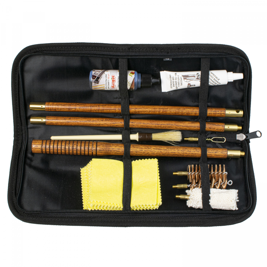 Cleaning kit with varnished rod 3pcs 3 brushes – oil 25ml – grease 20gr – loop cleaner and patches – pencilbrush